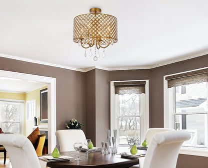 Elise 17 inch flush mount in brass