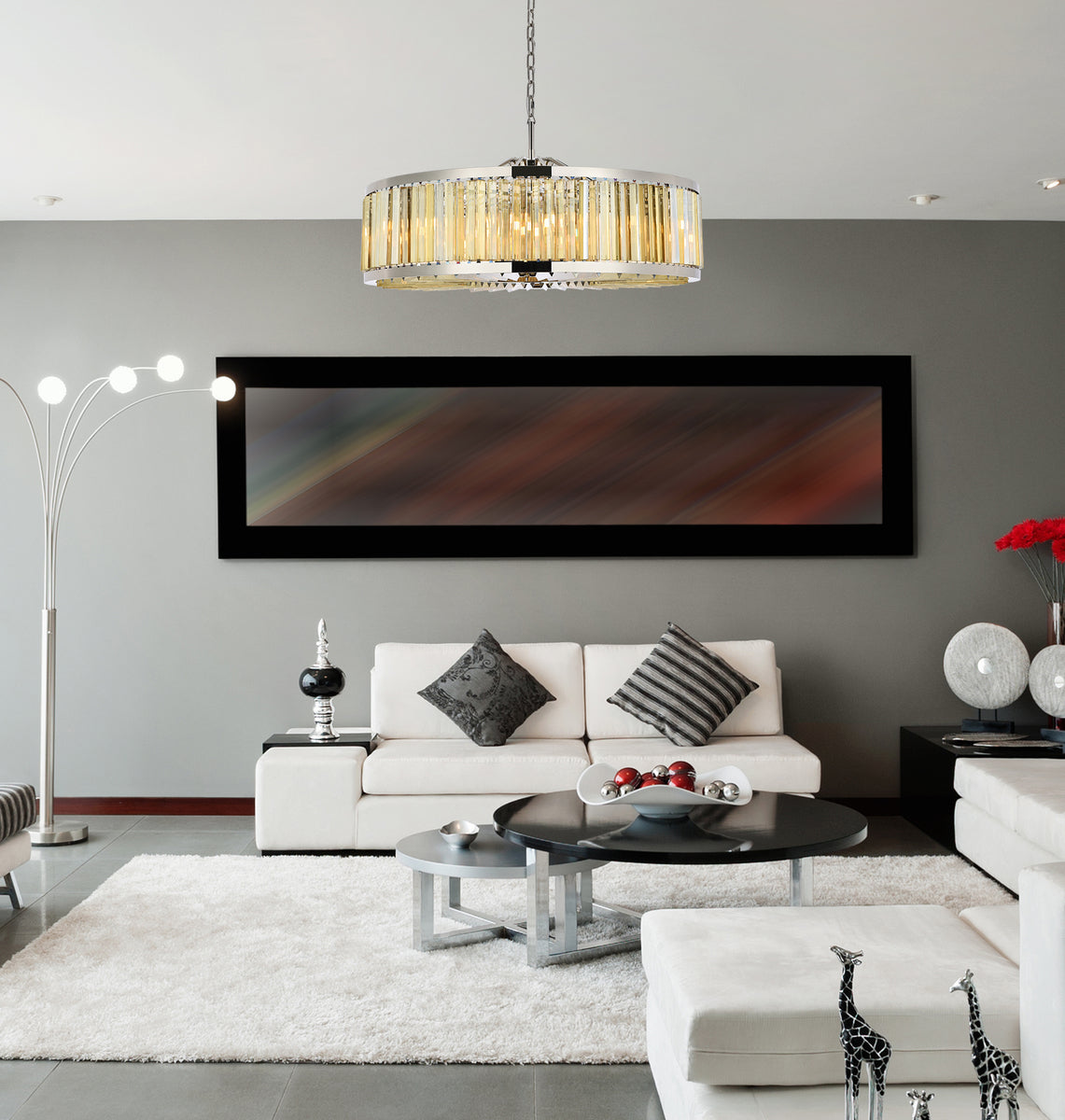 Chelsea 10 light polished nickel Chandelier Golden Teak (Smoky) Royal Cut Crystal