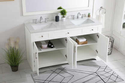 60 inch Double Bathroom Vanity in White