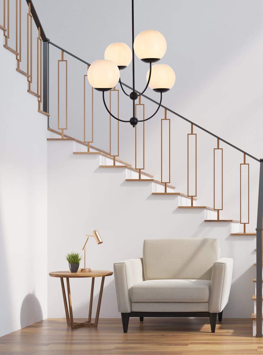 Lennon 31.5 inch pendant in black with white shade