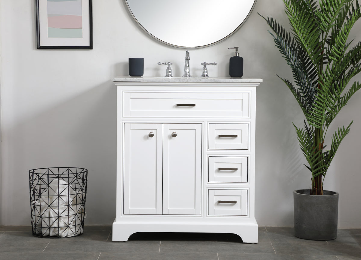 32 inch Single bathroom vanity in white