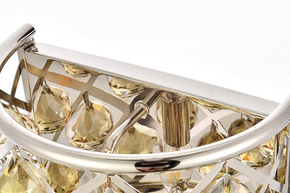 Madison 1 light polished Nickel Wall Sconce Golden Teak (Smoky) Royal Cut Crystal