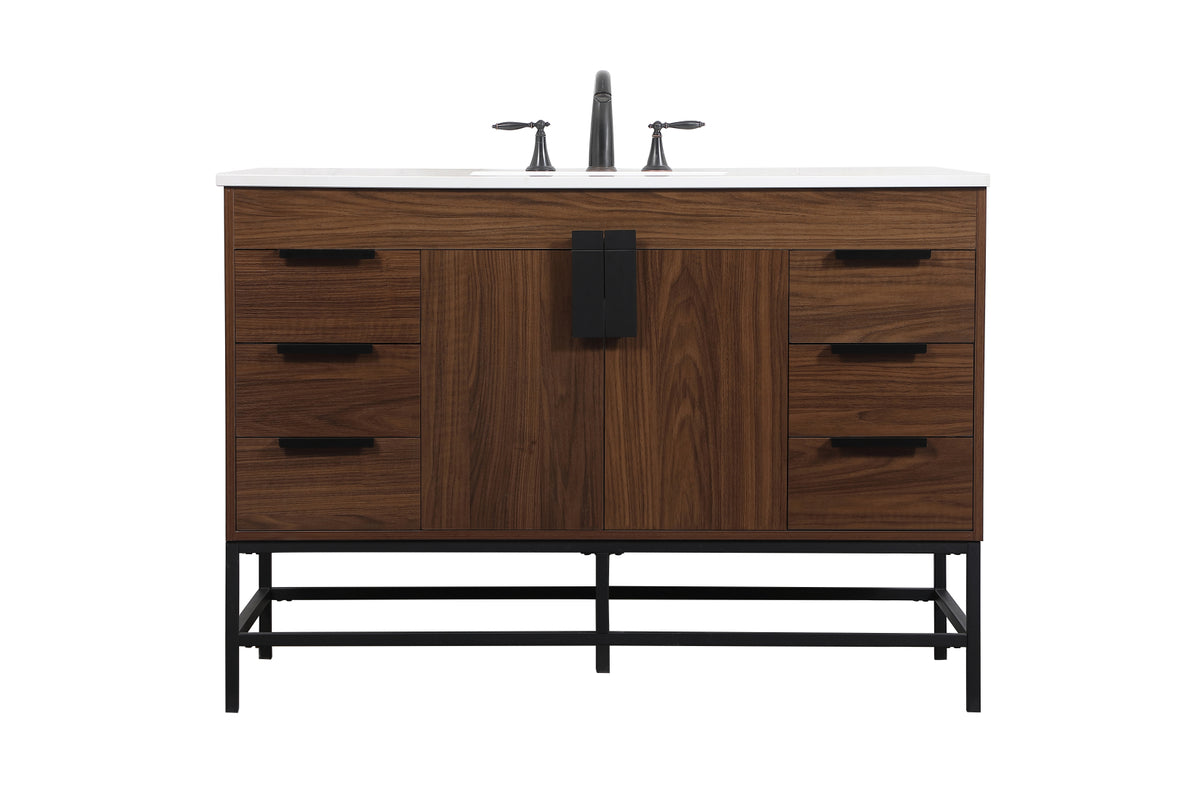 48 inch Single bathroom vanity in walnut
