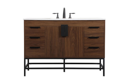 48 inch Single bathroom vanity in walnut