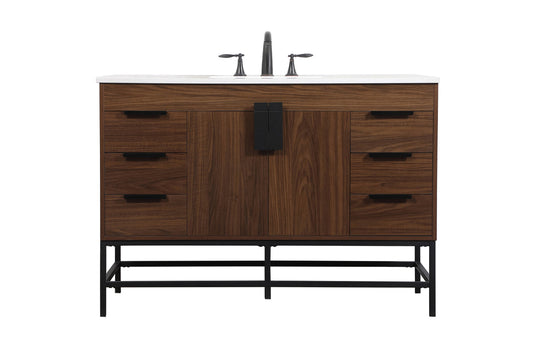 48 inch Single bathroom vanity in walnut