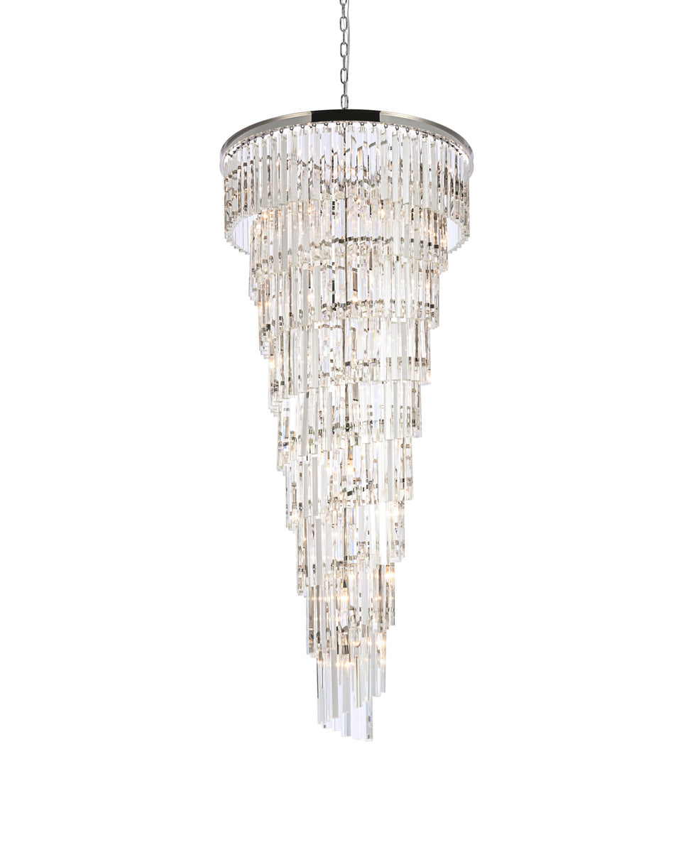 Sydney 30 inch spiral crystal chandelier in polished nickel