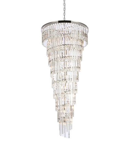 Sydney 30 inch spiral crystal chandelier in polished nickel