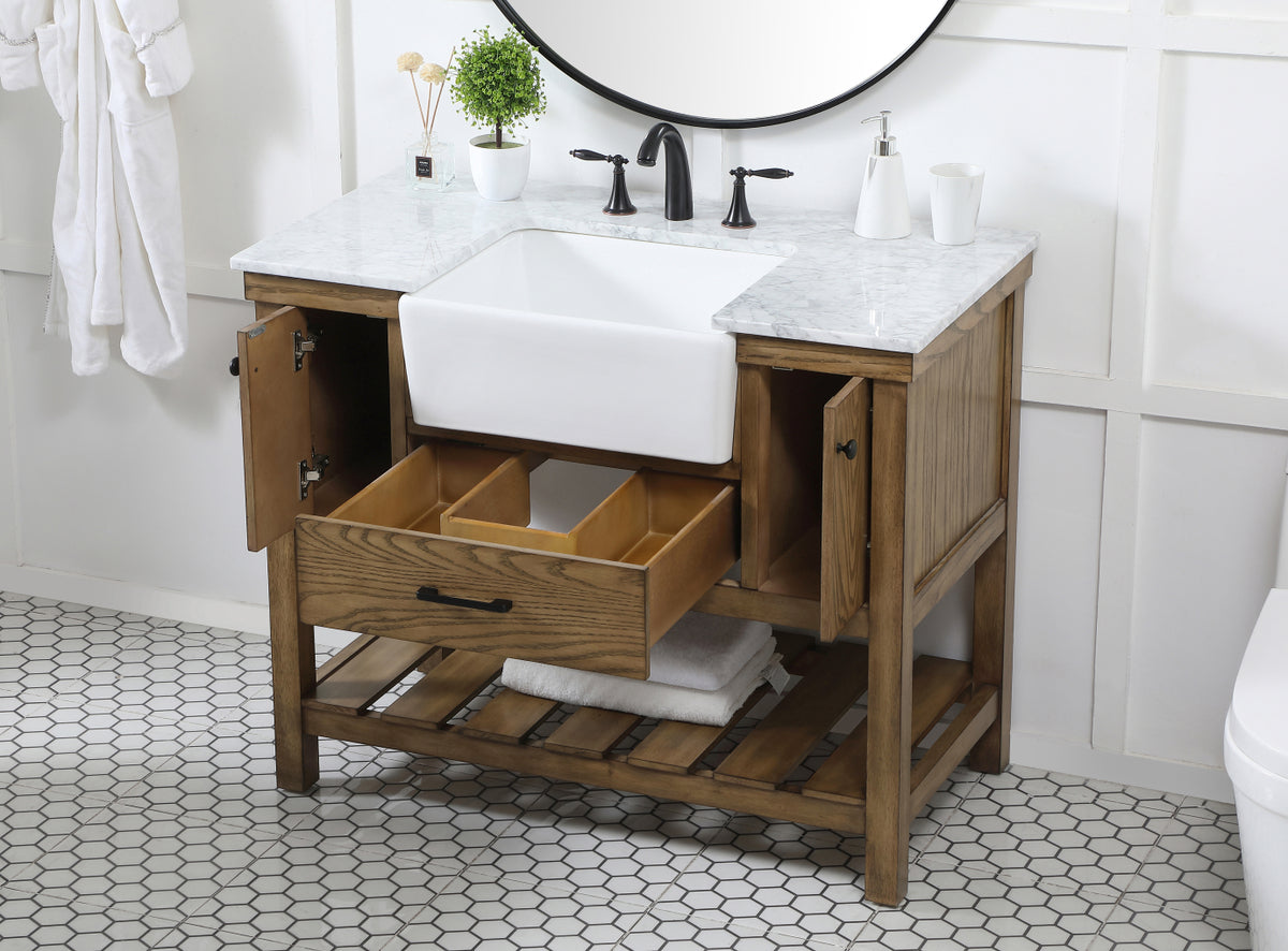 42 inch Single bathroom vanity in driftwood