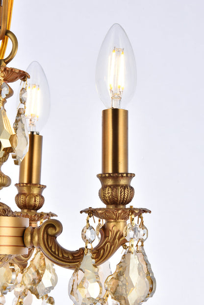 Lillie 4 light French Gold Pendant Golden Teak (Smoky) Royal Cut Crystal