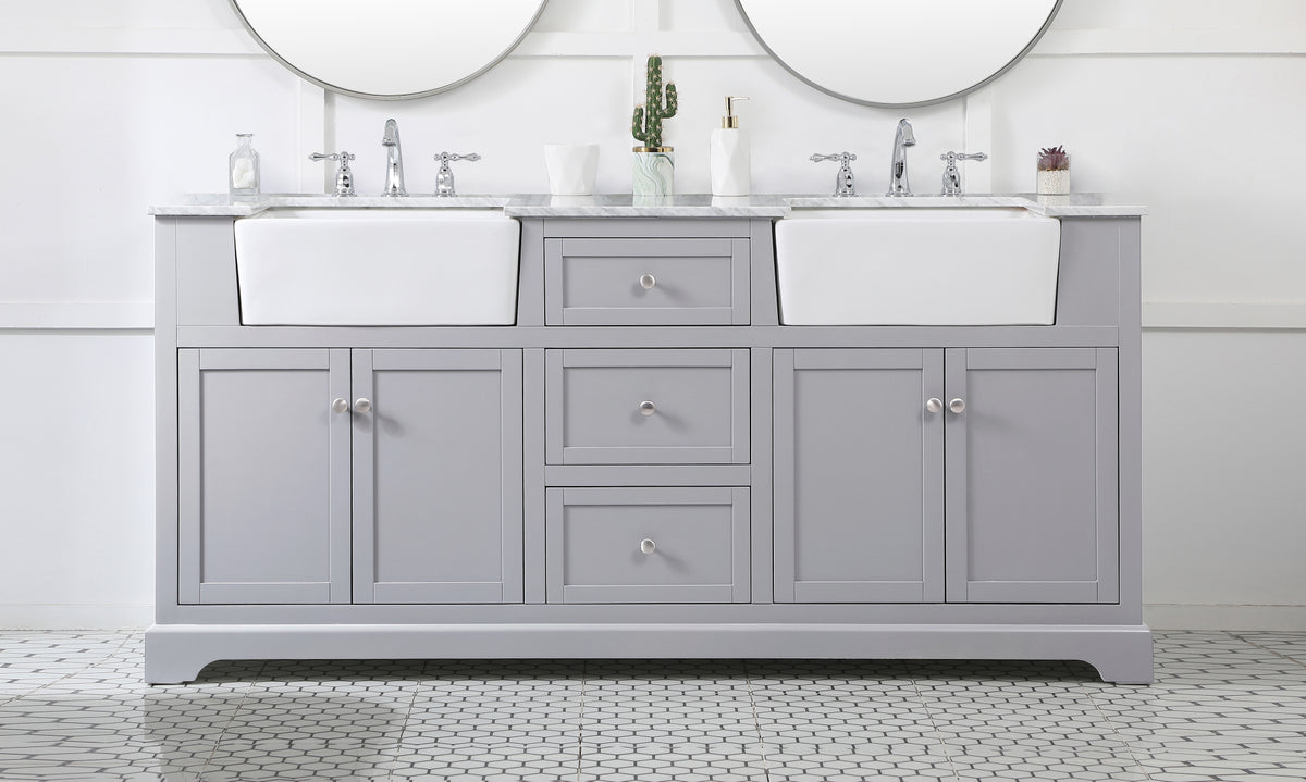 72 inch double bathroom vanity in grey