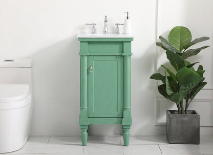 18.5 inch Single Bathroom vanity in vintage mint with ivory white engineered marble