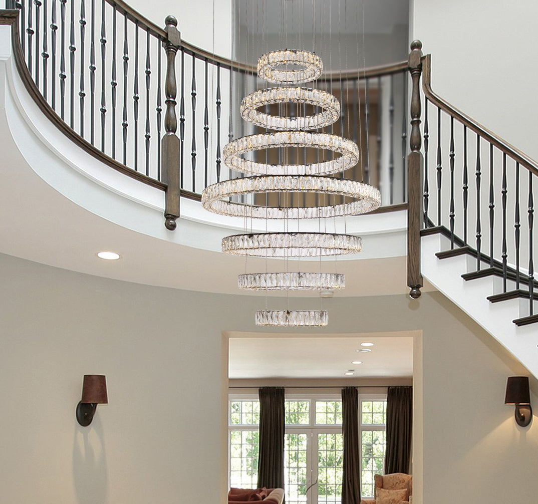 Monroe 40 inch LED seven ring chandelier in black