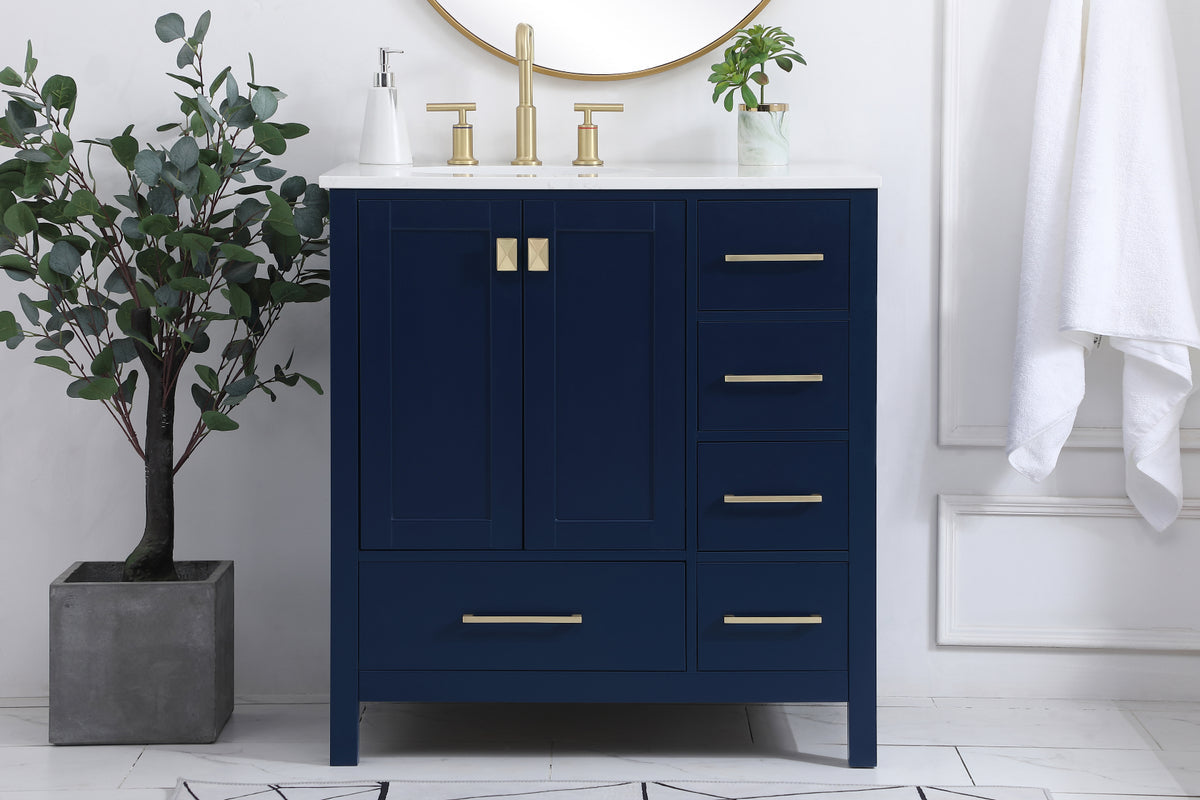 32 inch Single Bathroom Vanity in Blue
