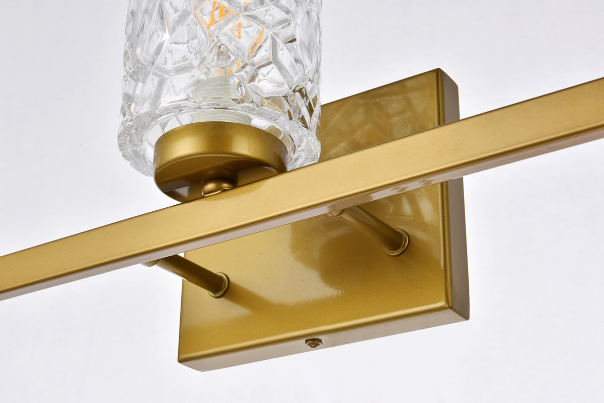 Cassie 3 lights bath sconce in brass with clear shade