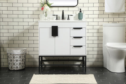 32 inch Single bathroom vanity in white with backsplash