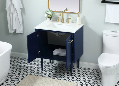 30 inch Single bathroom vanity in blue