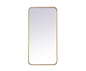 Soft corner metal rectangular mirror 18x36 inch in Brass