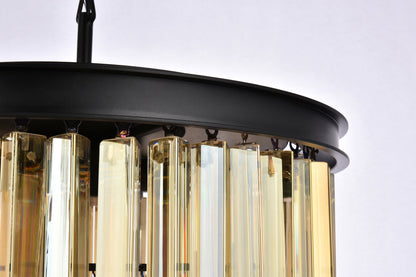 Sydney 6 light Matte Black Pendant Golden Teak (Smoky) Royal Cut Crystal