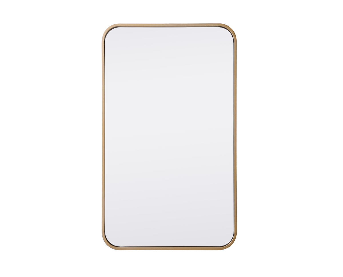 Soft corner metal rectangular mirror 18x30 inch in Brass