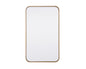 Soft corner metal rectangular mirror 18x30 inch in Brass
