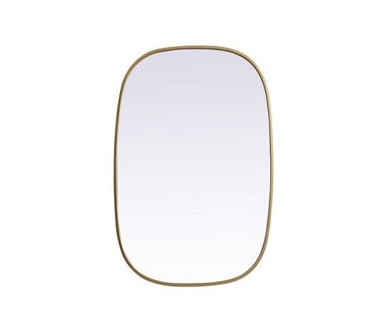 Metal Frame Oval Mirror 24x36 Inch in Brass