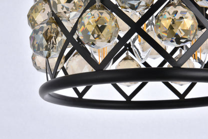 Madison 3 light Matte Black Pendant Golden Teak (Smoky) Royal Cut Crystal