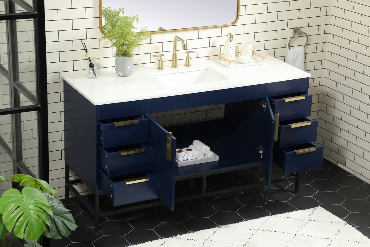60 inch Single bathroom vanity in blue