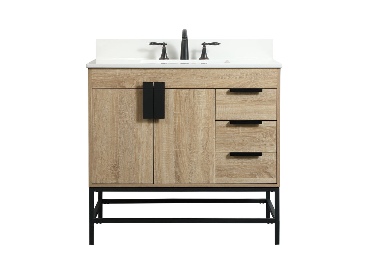 36 inch Single bathroom vanity in mango wood with backsplash