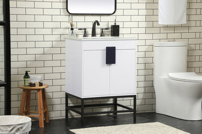 24 inch Single bathroom vanity in white