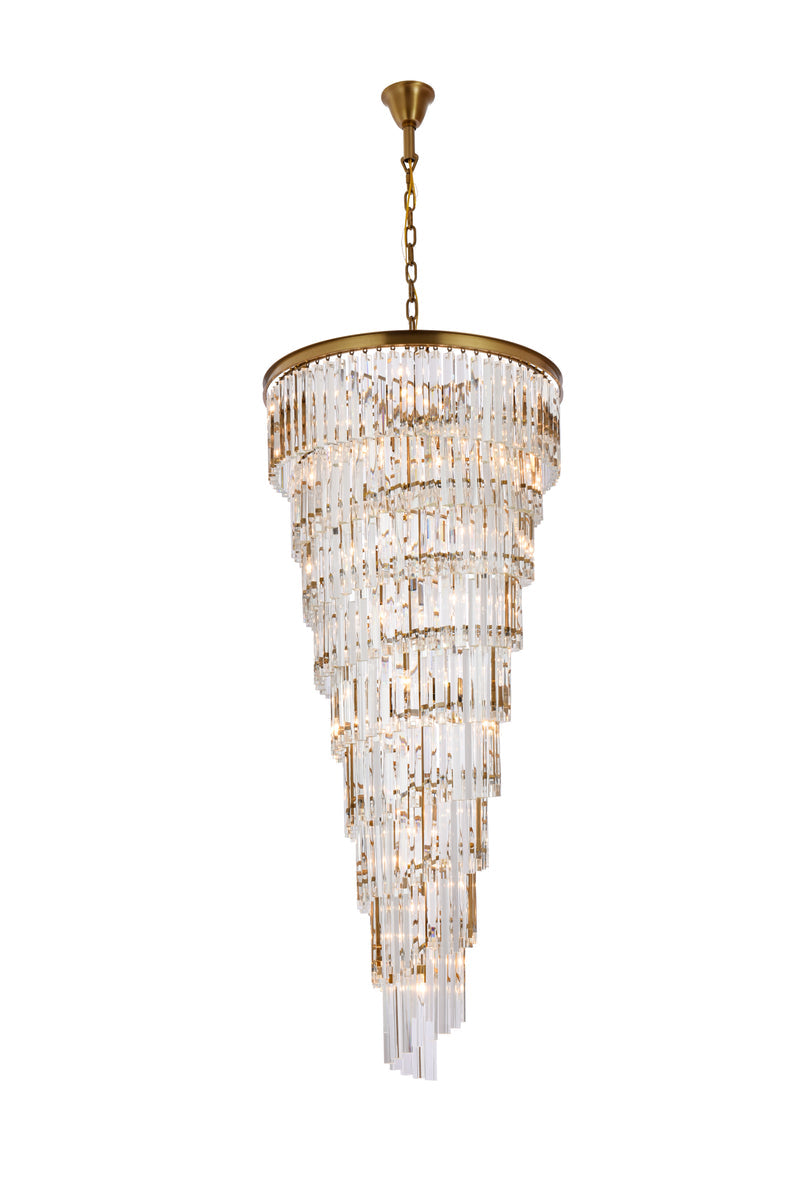 Sydney 30 inch spiral crystal chandelier in satin gold