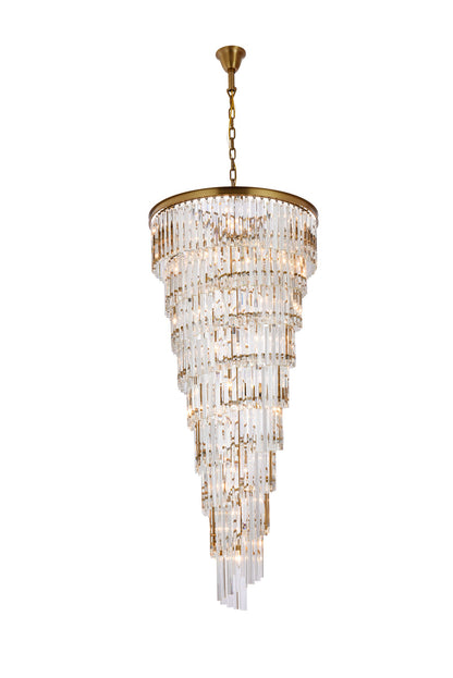 Sydney 30 inch spiral crystal chandelier in satin gold