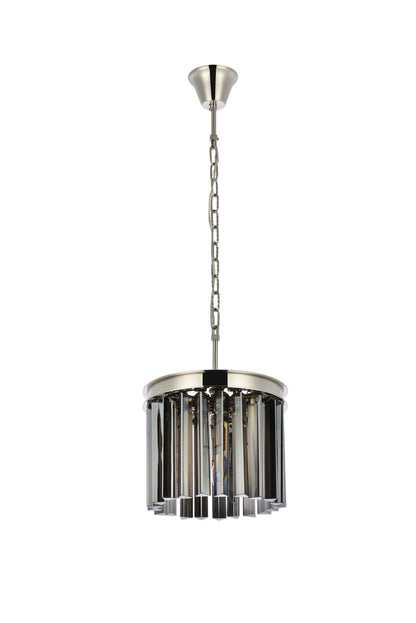 Sydney 3 light polished nickel Pendant Silver Shade (Grey) Royal Cut Crystal