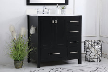 32 inch Single Bathroom Vanity in Black with Backsplash