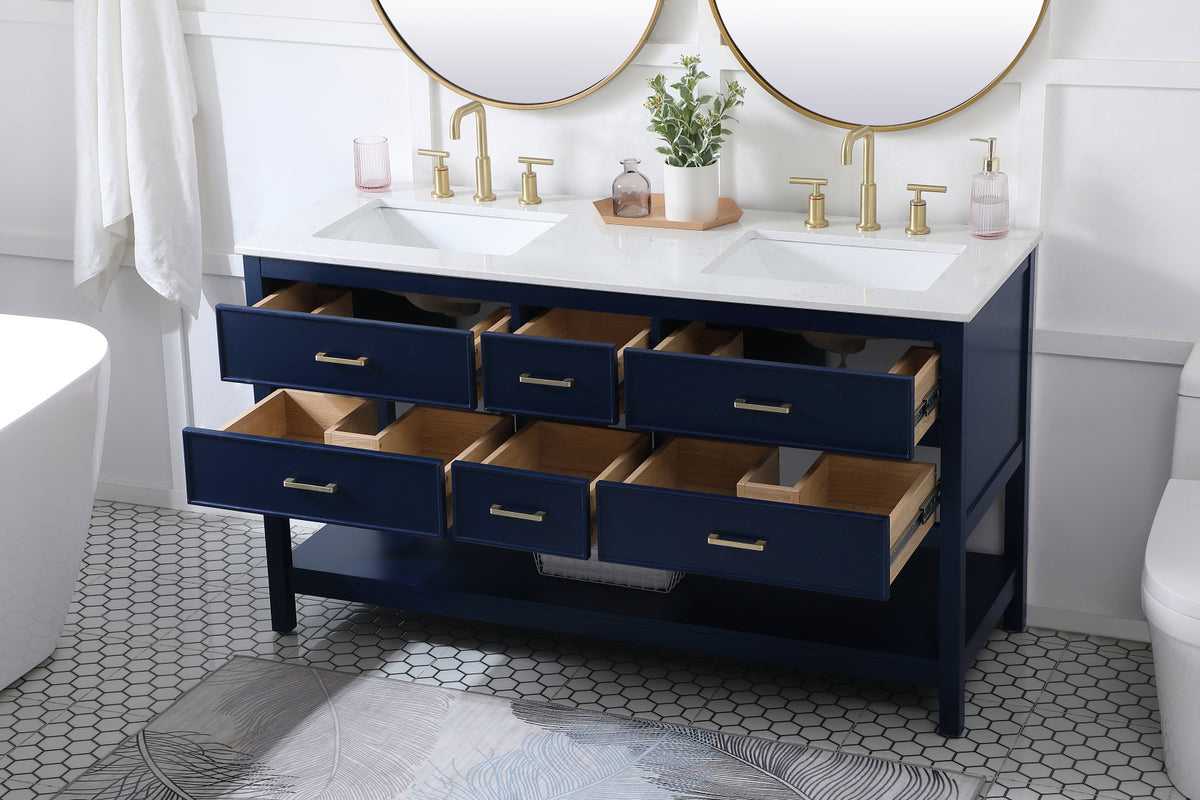 60 inch double bathroom vanity in blue