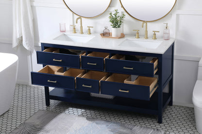 60 inch double bathroom vanity in blue