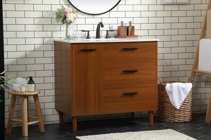 36 inch bathroom vanity in Teak