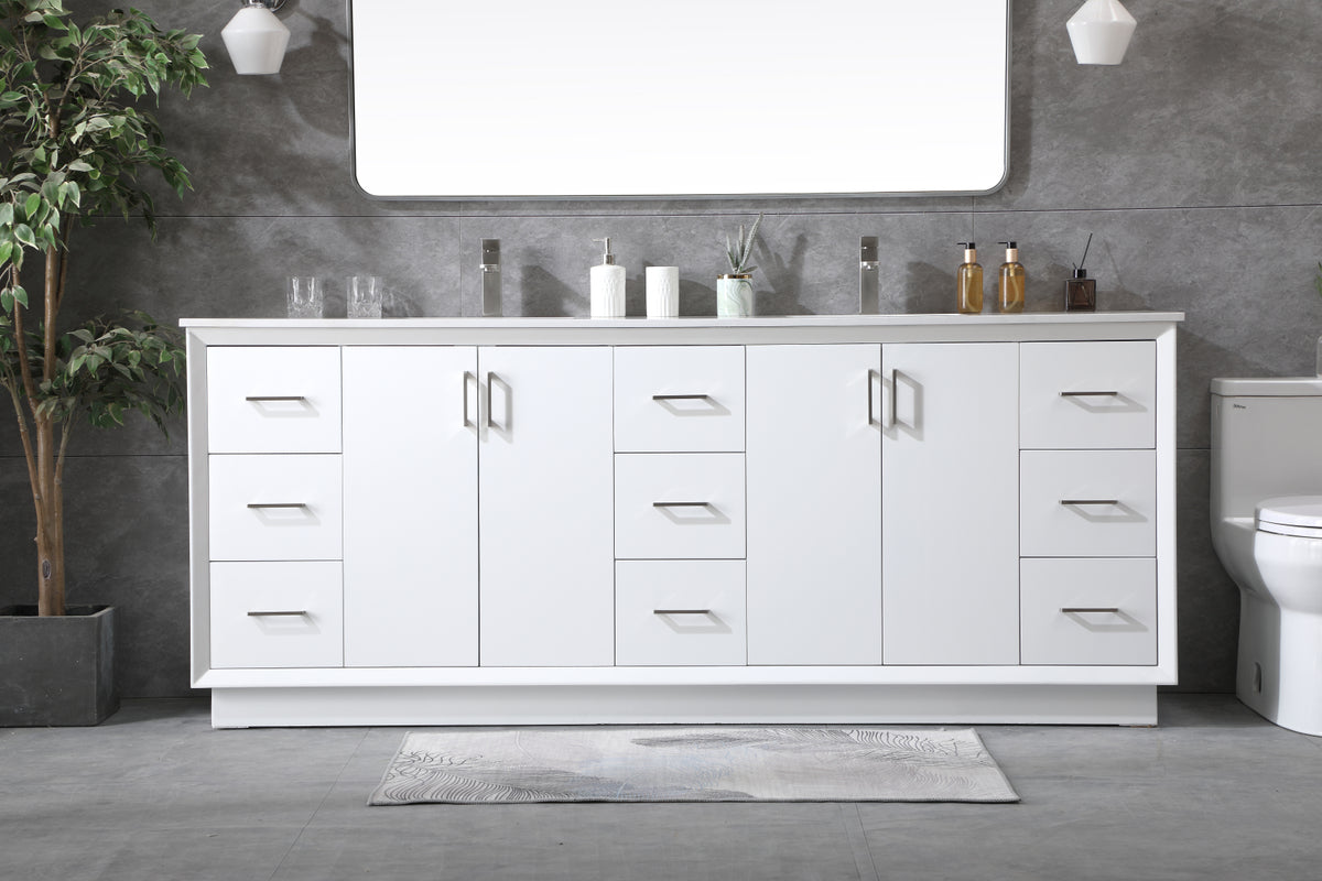 84 Inch Double Bathroom Vanity In White
