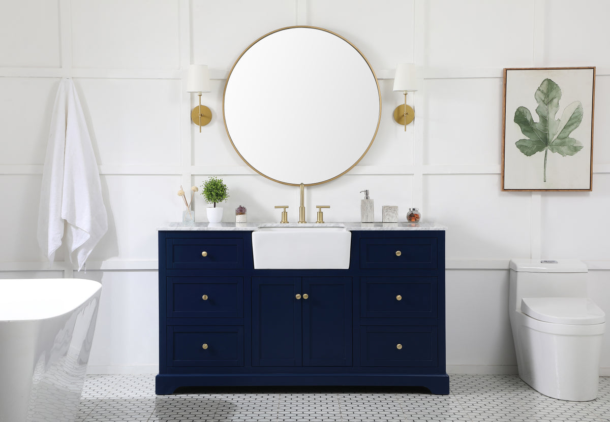 60 inch Single bathroom vanity in blue