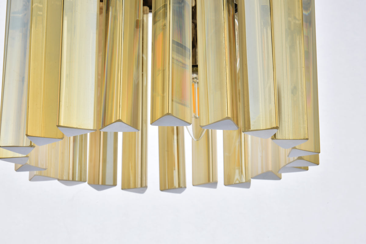 Sydney 3 light polished nickel Pendant Golden Teak (Smoky) Royal Cut Crystal