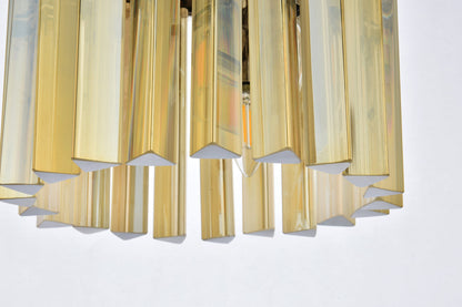 Sydney 3 light polished nickel Pendant Golden Teak (Smoky) Royal Cut Crystal