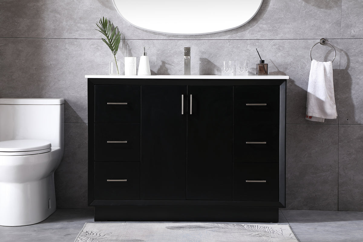 48 Inch SIngle Bathroom Vanity In Black