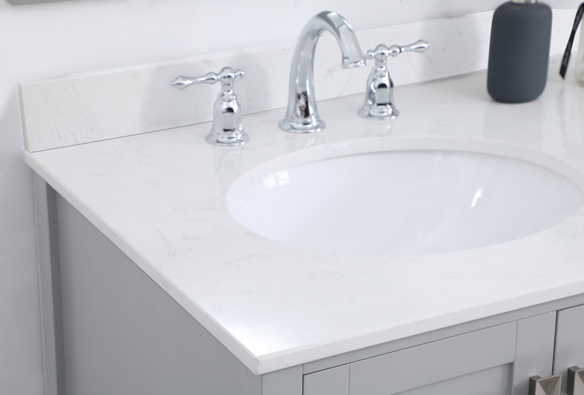 36 inch Single Bathroom Vanity in Gray with Backsplash