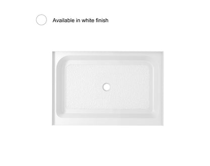 48x36 inch Single threshold shower tray center drain in glossy white