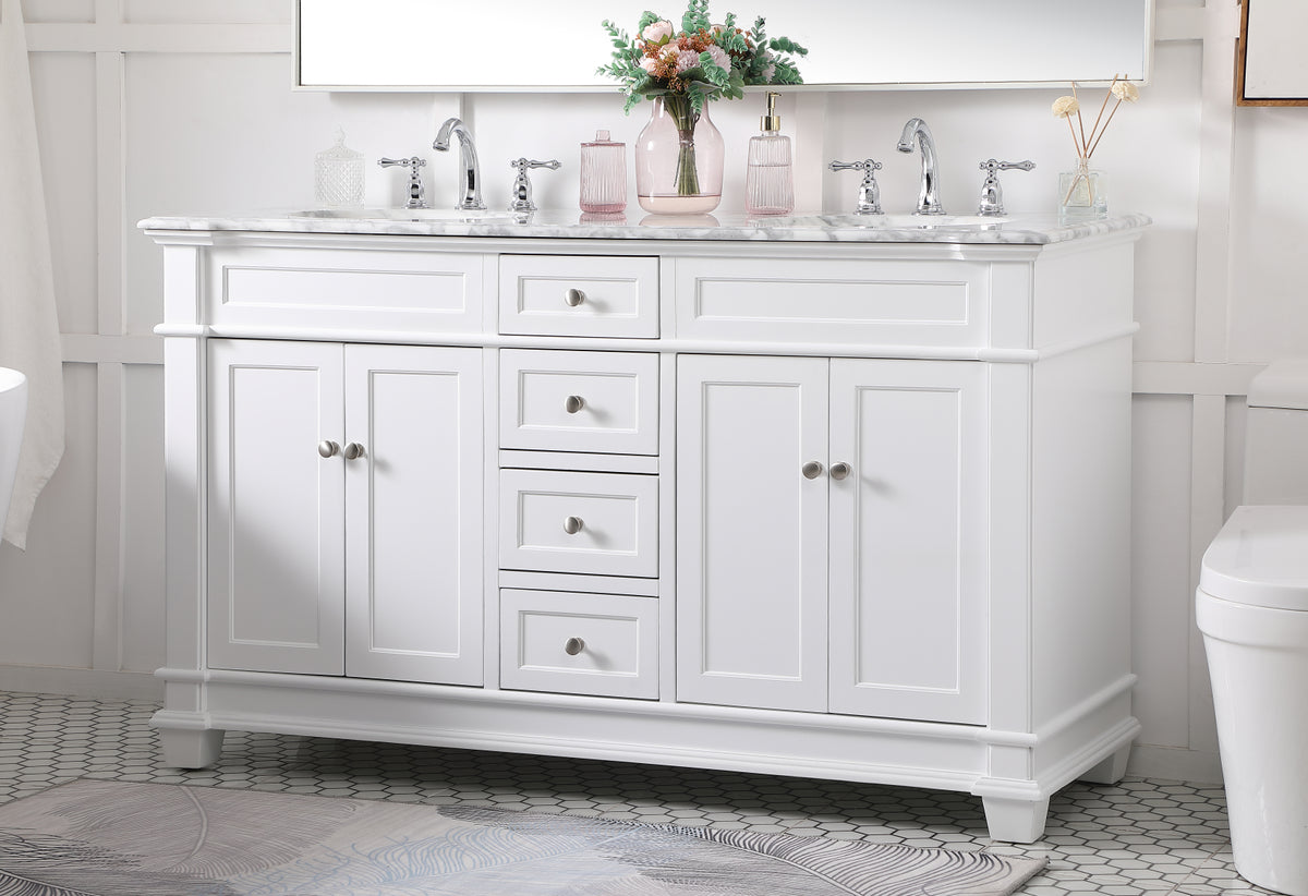 60 inch Double Bathroom Vanity set in White