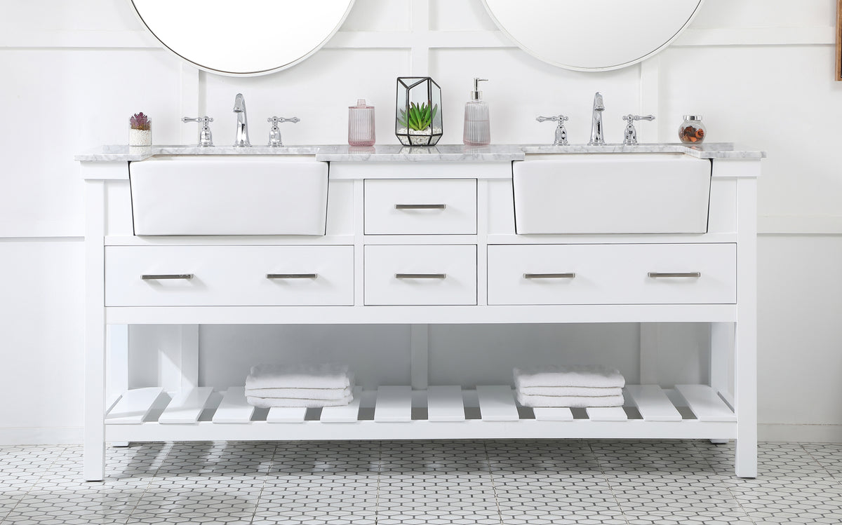 72 inch double bathroom vanity in white