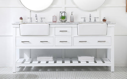 72 inch double bathroom vanity in white