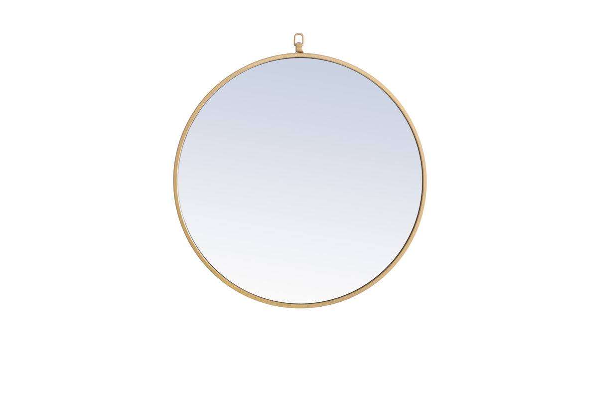 Metal frame Round Mirror with decorative hook 24 inch Brass finish