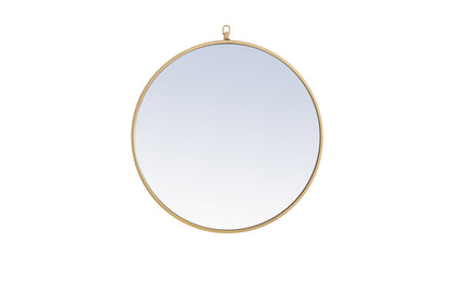 Metal frame Round Mirror with decorative hook 24 inch Brass finish