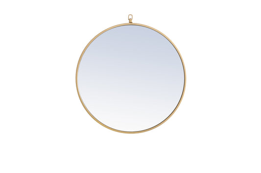 Metal frame Round Mirror with decorative hook 24 inch Brass finish
