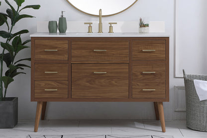 48 inch bathroom Vanity in Walnut Brown with Backsplash